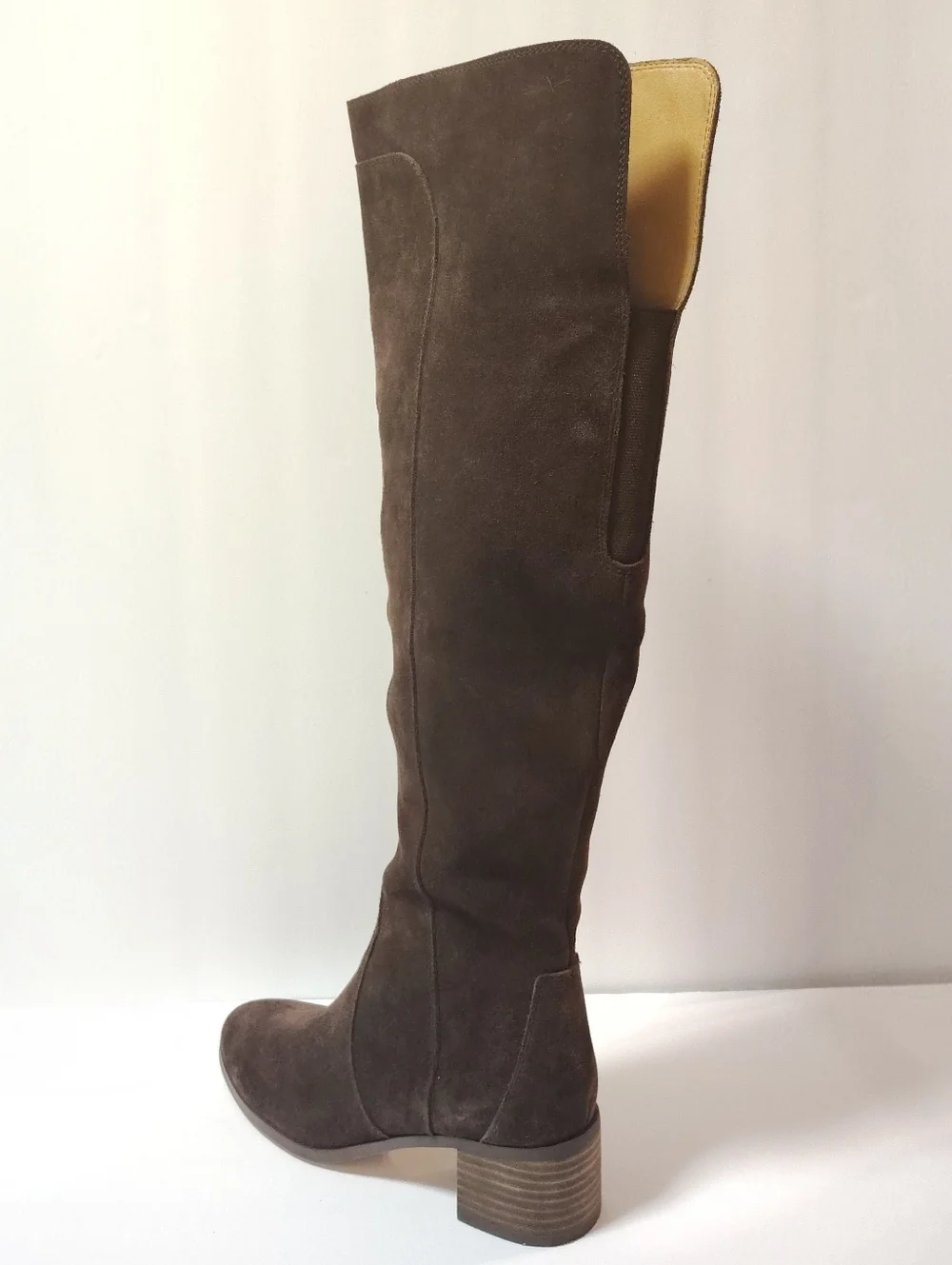 Corso Como Loval Over The Knee Leather Suede Half-Zip Block Heel Boots Brown 8